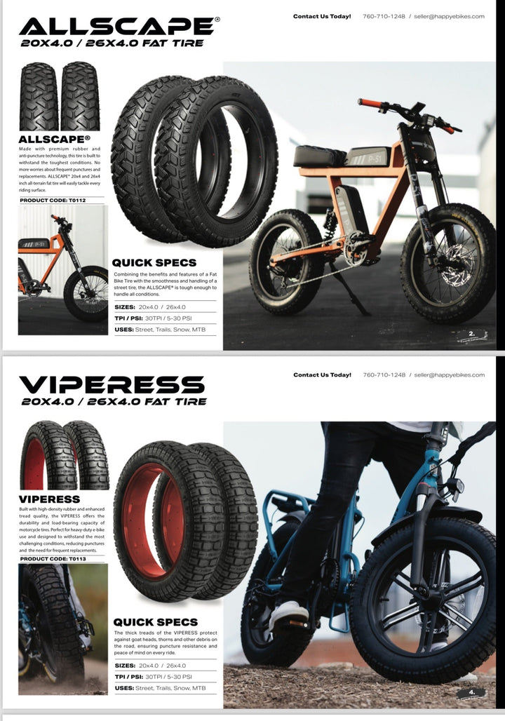 HEB Viperess Fat Tire SET of 2 Tires - 20" x 4" - Parts - 438 eBike Super Shop