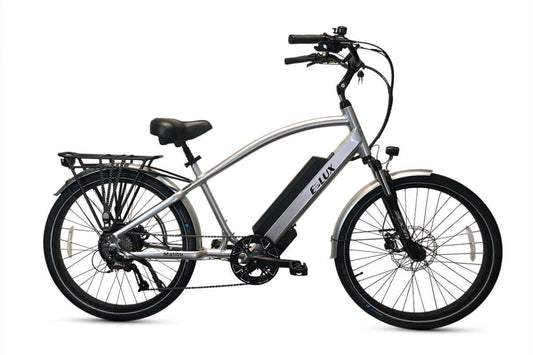 Grey ELUX Malibu 500 w Step Over eBike 26x2.1 Street Electric Beach Cruiser eBike