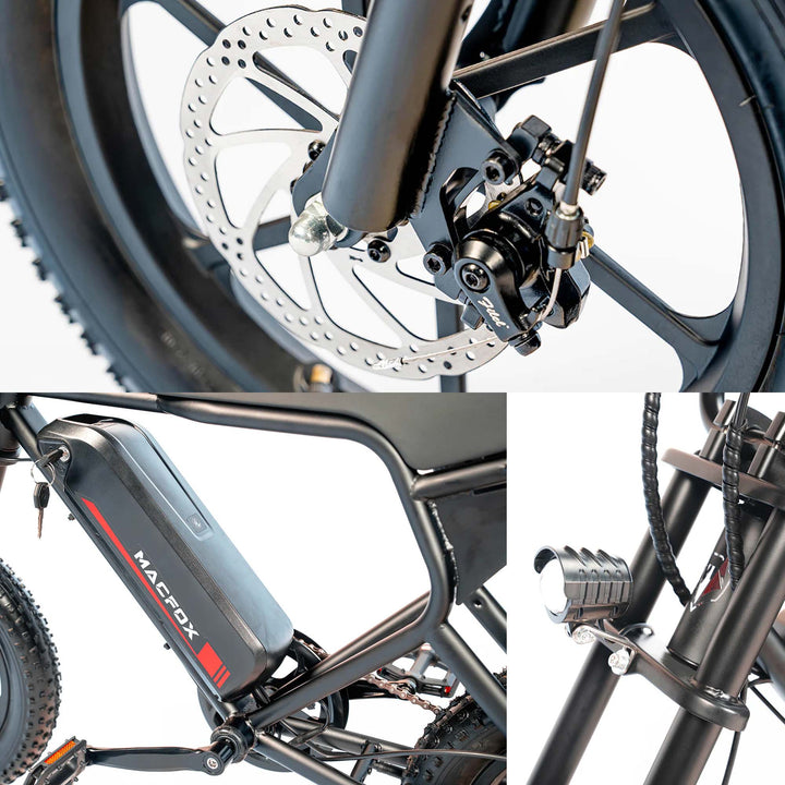 MACFOX M19 Electric e - Moto Style eBike - Step Over 250 w Electric Mini Fat Tire eBike - Moto Style Bike - Macfox - M19 - eBike - Black - Box eBike Super Shop