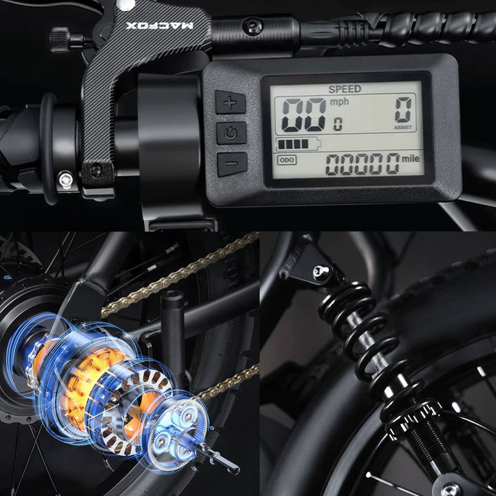 MACFOX X2 Electric Fat Tire Mountain eBike - Step Over 750 w Electric e - Moto Style eBike - AVAILABLE NOW - Moto Style Bike - MACFO|DUALBROWN|2356 eBike Super Shop