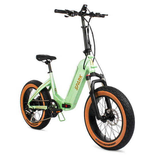 White GOLDEN CYCLE Spark 500w Folding eBike 20x4 Fat Electric Folding eBike