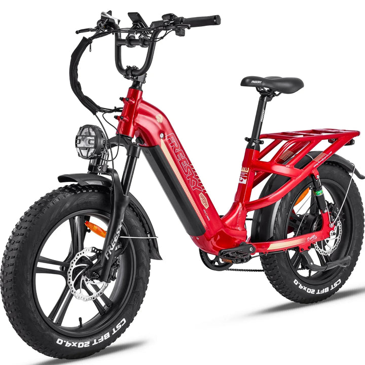 Blue OB eBikes FREESKY Rocky 750 w Ready to Ride Step Thru Ebike 20x4 Electric Cargo eBike