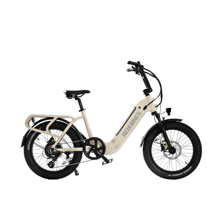 REVI Runabout 2 750w Step Thru Ebike 20x3 Fat Tire Mini Electric Cargo eBike - Cargo eBike - REVI|CARGO|CREAM|0043 eBike Super Shop
