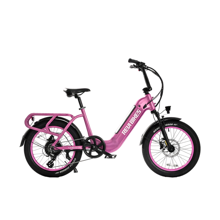 REVI Runabout 2 750w Step Thru Ebike 20x3 Fat Tire Mini Electric Cargo eBike - Cargo eBike - REVI|CARGO|PINK|0041 eBike Super Shop