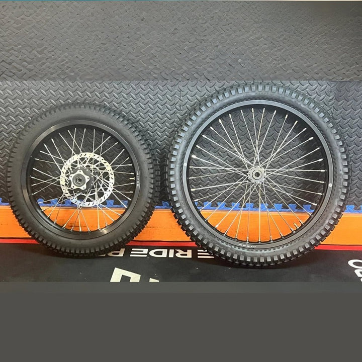 Throne eMoto Wheel Set Shinko 241 Dual Sport 17"/21" Front & Rear Wheel & Tire Set for Moto Bikes *Does not include rotor or sprocket* - Throne Wheel & Tire Set - Throne | Shinko | 17 inch | Front Wheel & Tire Set eBike Super Shop