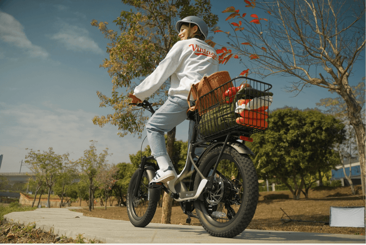 URTOPIA JOY 500 w Step Thru Ebike 20X3 Fat Electric Mini Fat Tire eBike - Road eBike - URTOP|GREY|2894 eBike Super Shop