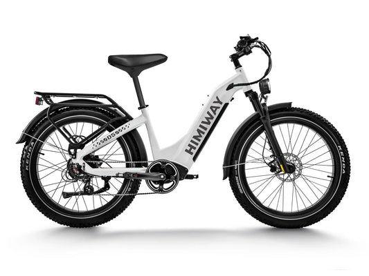 Grey HIMIWAY Zebra ST 750 w Step Thru Ebike 26x4 Fat Electric Fat Tire Mountain eBike