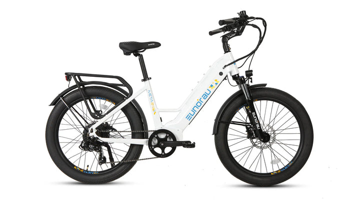 Charcoal EUNORAU Meta 2024 500w Step Thru eBike 24x3 Fat Fat Tire Electric Beach Cruiser eBike