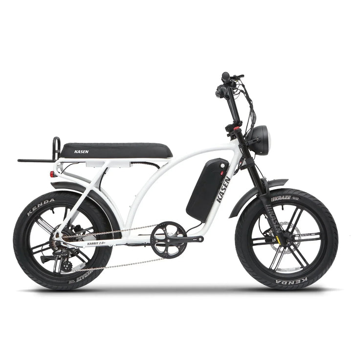 White KASEN Kabbit Plus 2.0 1000 w Moto Ebike 20x4 Fat Electric e-Moto Style eBike