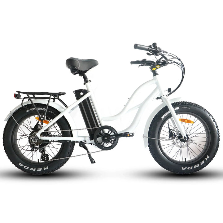  OB eBikes COASTAL CRUISER 52V 20 Thru 750 w Ready to Ride Step Thru Ebike 20x4 Mini Fat Tire Electric Beach Cruiser eBike