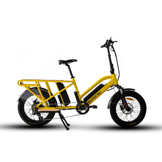 Yellow EUNORAU G30 Cargo 500w Step Thru eBike 20x3 Fat Electric Cargo eBike