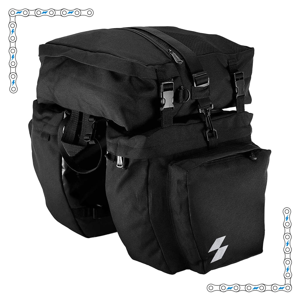 eBike Black Canvas Triple Saddle Bags for Electric Bike by Way Cool Electric Bikes - Electric Bike Super Shop
