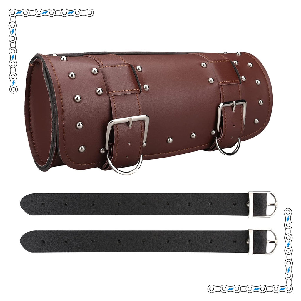 eBike Brown Leather Rounded Studded Bar Bag for ebike by Way Cool Electric Bikes - Electric Bike Super Shop