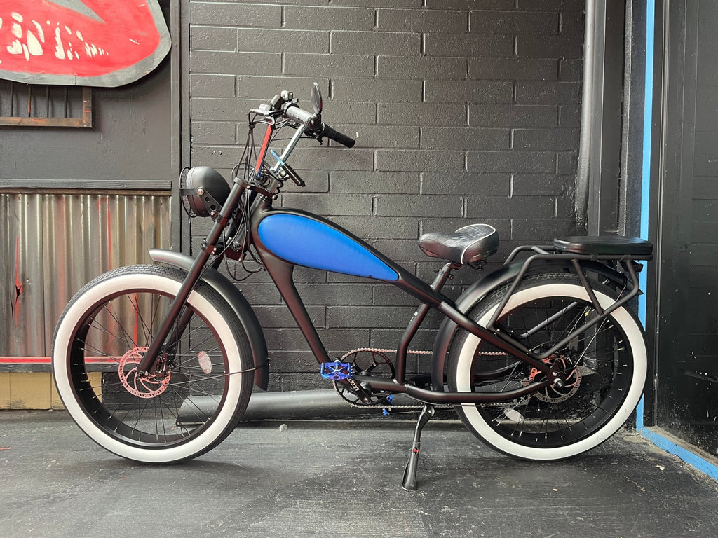 eBike Cheetah Cafe Racer eBike - Custom Electric Fat Tire e-bike Blue Bell by Revi - Electric Bike Super Shop