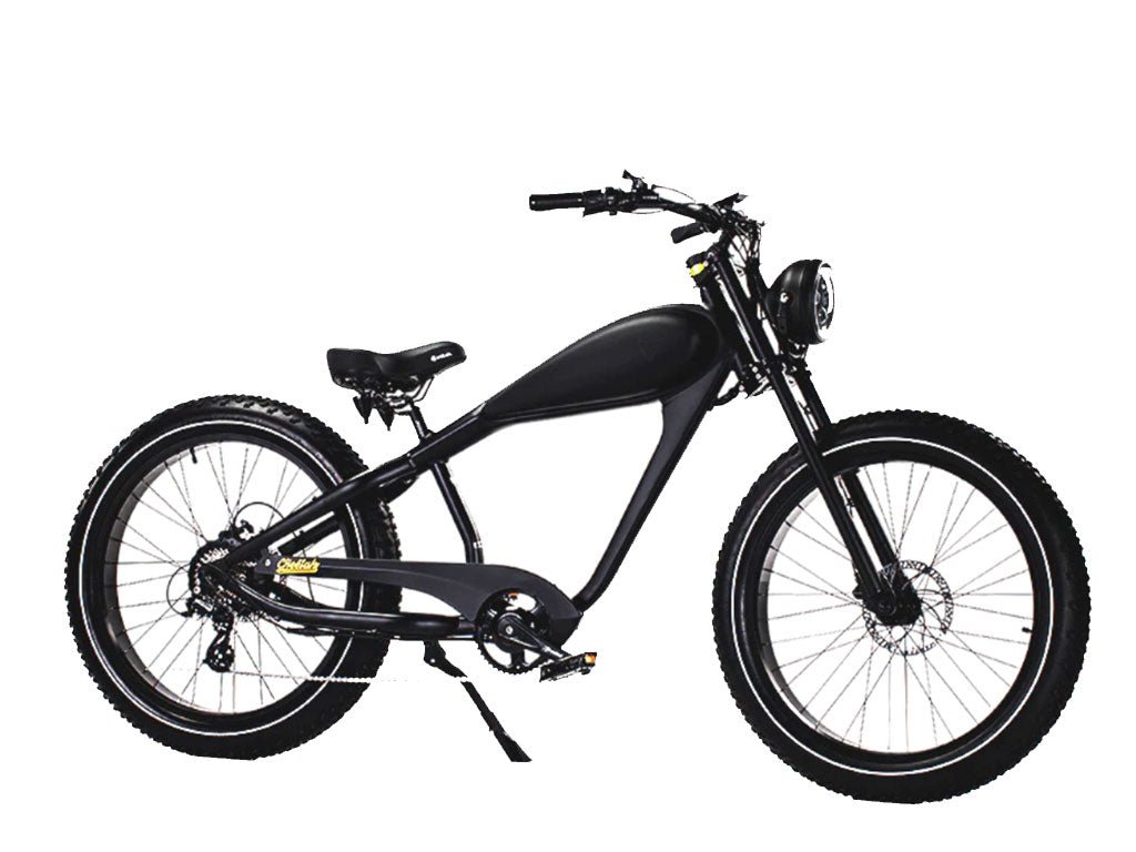 eBike Cheetah Cafe Racer eBike - Custom Electric Fat Tire e-bike Stock Black/Black by Revi - Electric Bike Super Shop