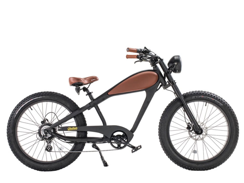 eBike Cheetah Cafe Racer eBike - Custom Electric Fat Tire e-bike Stock Black/Brown by Revi - Electric Bike Super Shop