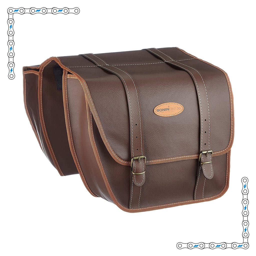 eBike Chocolate Brown Leather Saddle Bags for ebike by Way Cool Electric Bikes - Electric Bike Super Shop