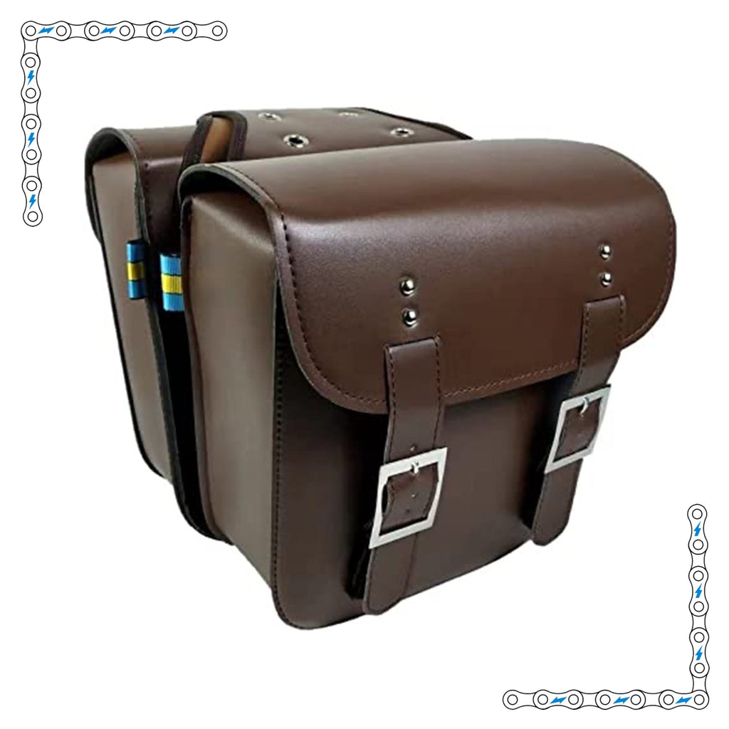 eBike Dark Brown Leather Saddle Bags for ebike by Way Cool Electric Bikes - Electric Bike Super Shop