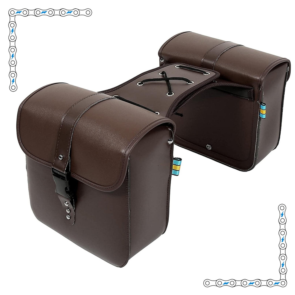 eBike Dark Brown Single Buckle Leather Saddle Bags for ebike by Way Cool Electric Bikes - Electric Bike Super Shop