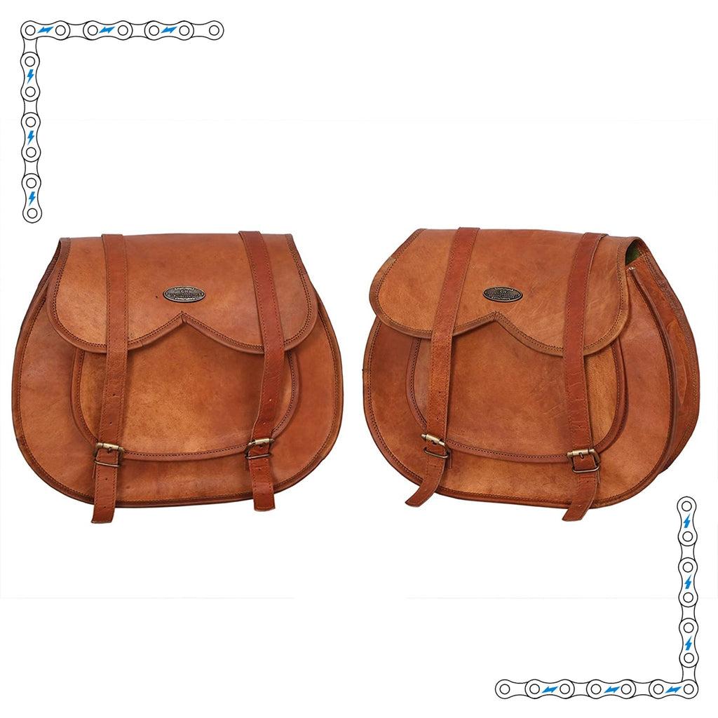 eBike Honey Leather Rounded Saddle Bags for ebike by Way Cool Electric Bikes - Electric Bike Super Shop