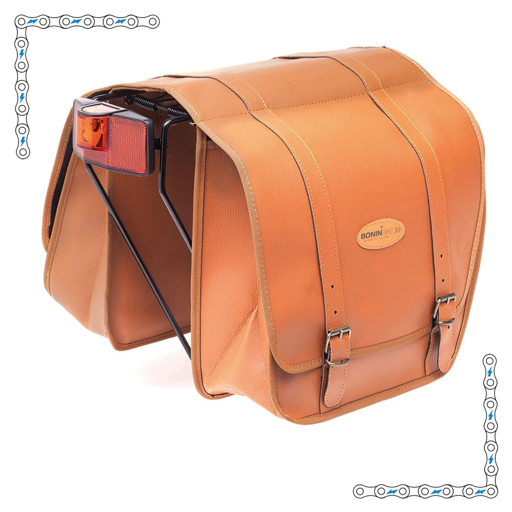 eBike Honey Leather Saddle Bags for ebike by Way Cool Electric Bikes - Electric Bike Super Shop