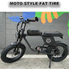 eBike Moto Style Fat Tire Electric Bike - 750 Watt Black by Hiland - Electric Bike Super Shop