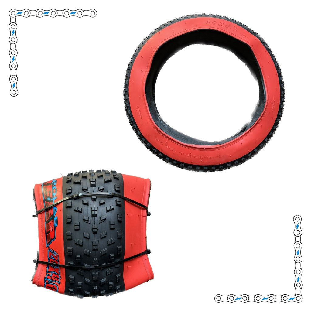 eBike Tires 20" x 4" Red Wall Knobby for Fat Tire Electric Bike by Electric Bike Super Shop - Electric Bike Super Shop