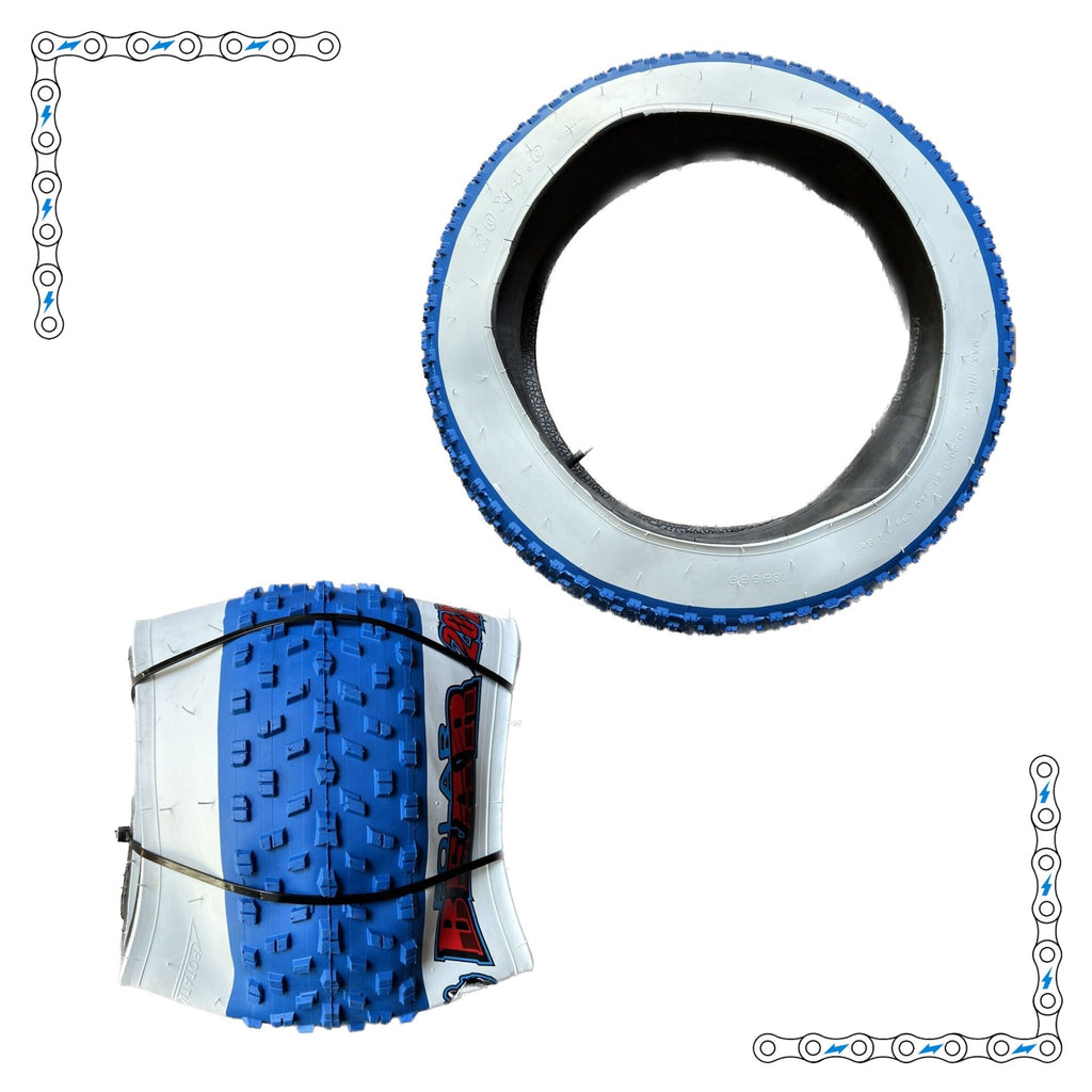 eBike Tires 20" x 4" White Wall Blue Knobby for Fat Tire Electric Bike by Electric Bike Super Shop - Electric Bike Super Shop