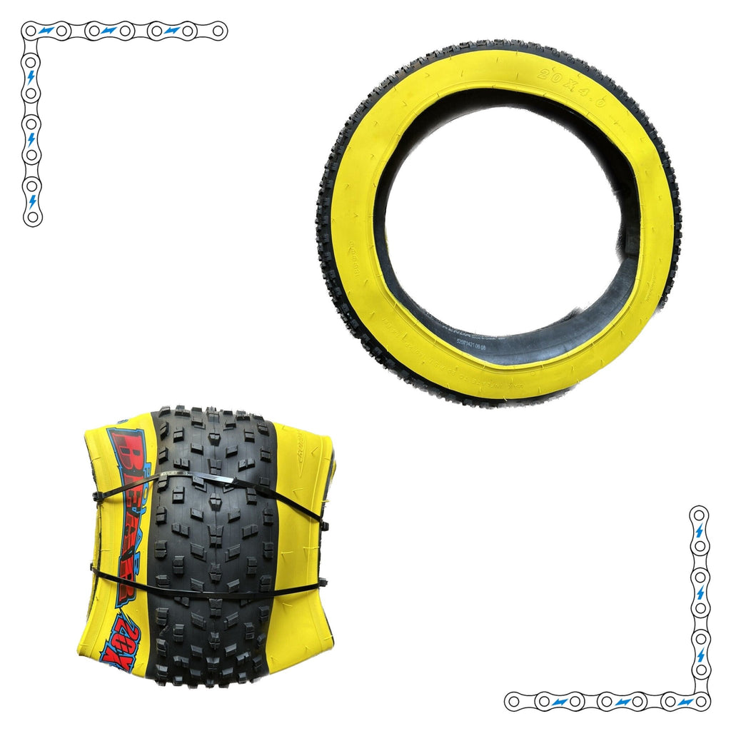 eBike Tires 20" x 4" Yellow Wall Black Knobby for Fat Tire Electric Bike by Electric Bike Super Shop - Electric Bike Super Shop