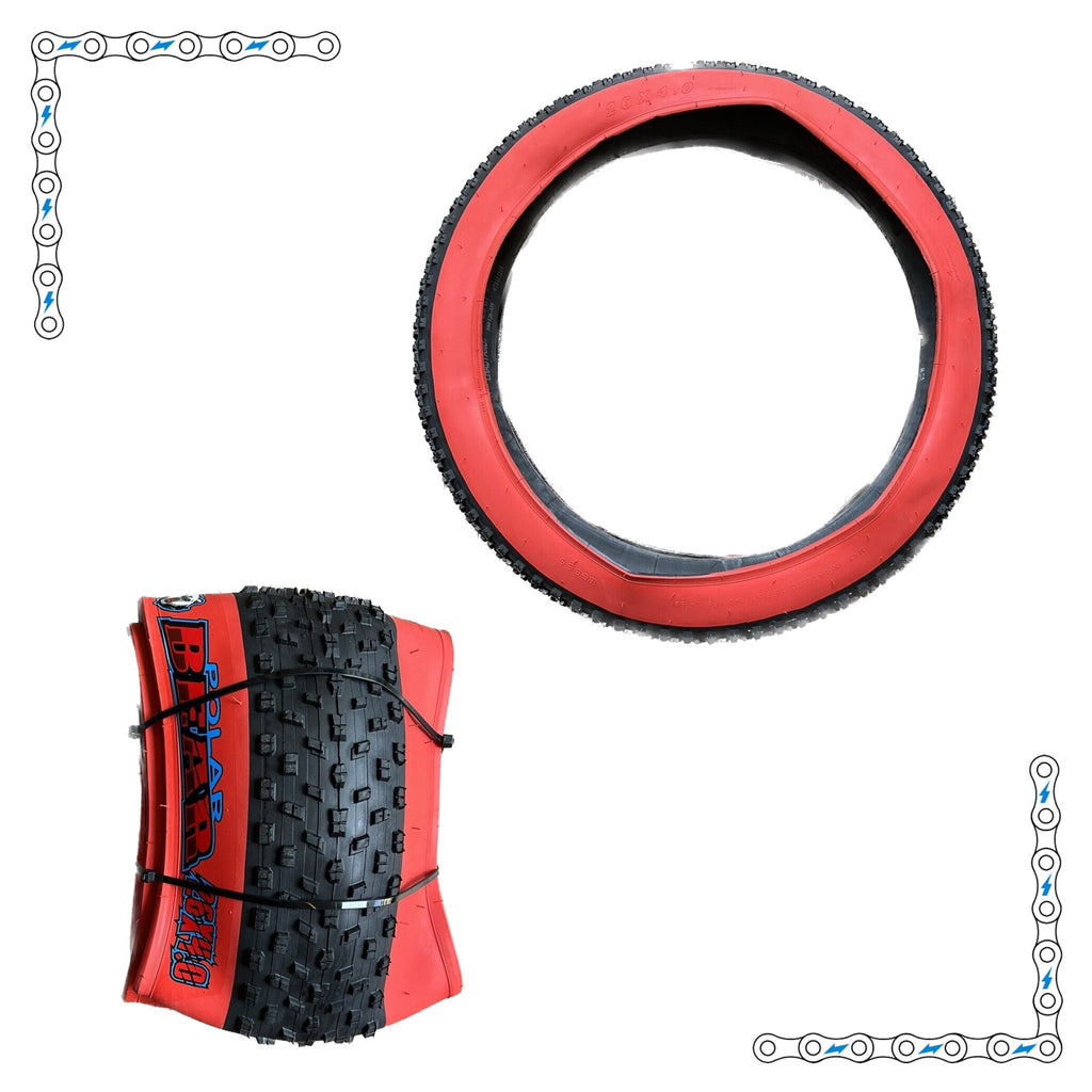 eBike Tires 26" x 4" Red Wall Black Knobby for Fat Tire Electric Bike by Electric Bike Super Shop - Electric Bike Super Shop
