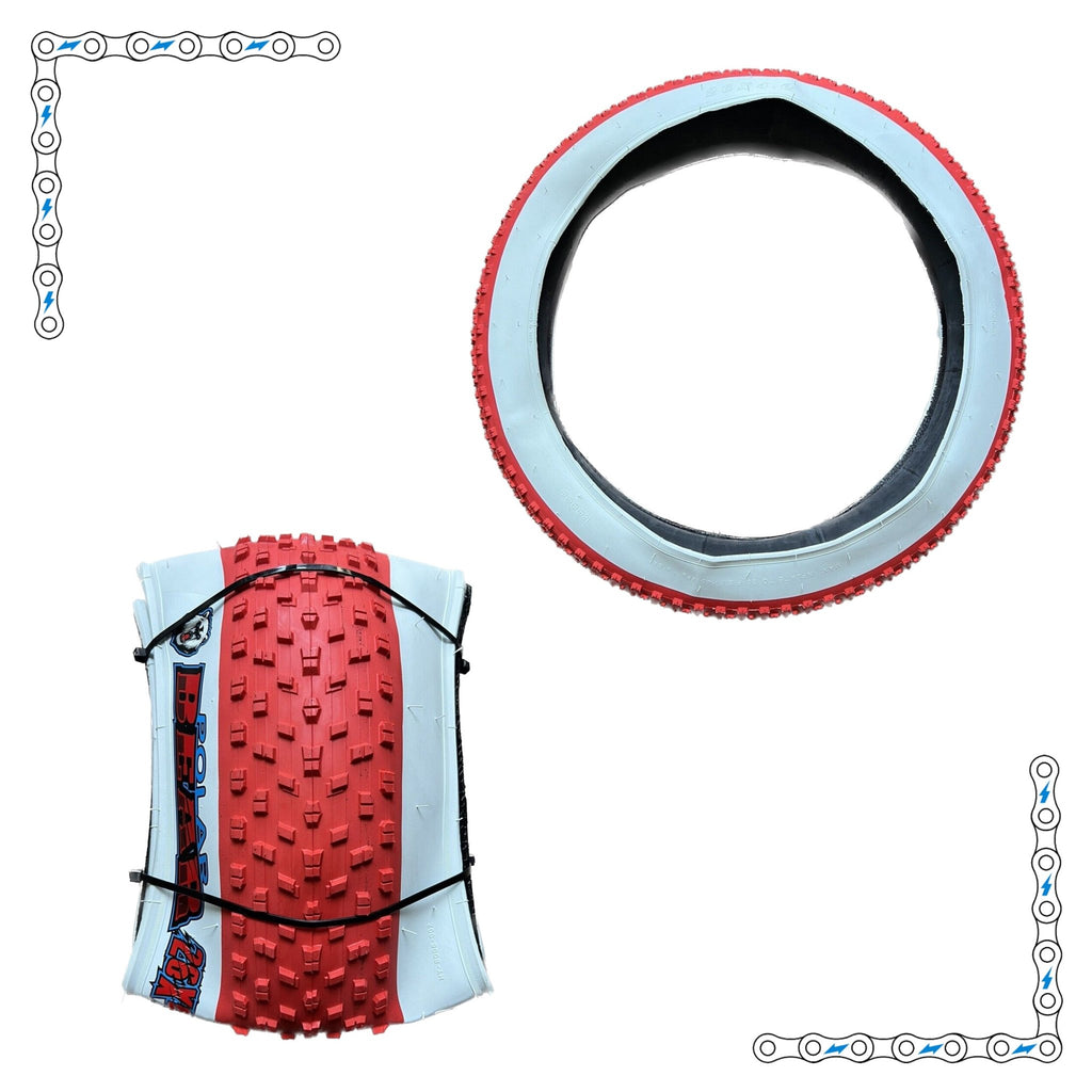 eBike Tires 26" x 4" White Wall Red Knobby for Fat Tire Electric Bike by Electric Bike Super Shop - Electric Bike Super Shop