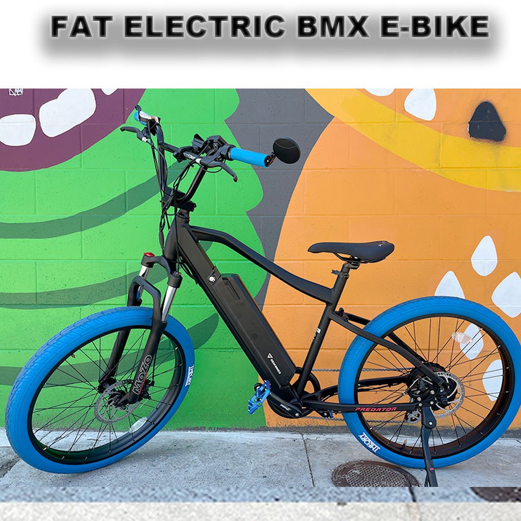 Fat Electric BMX ebike 26" - in Black "My Boy Blue" by Revi - Electric Bike Super Shop