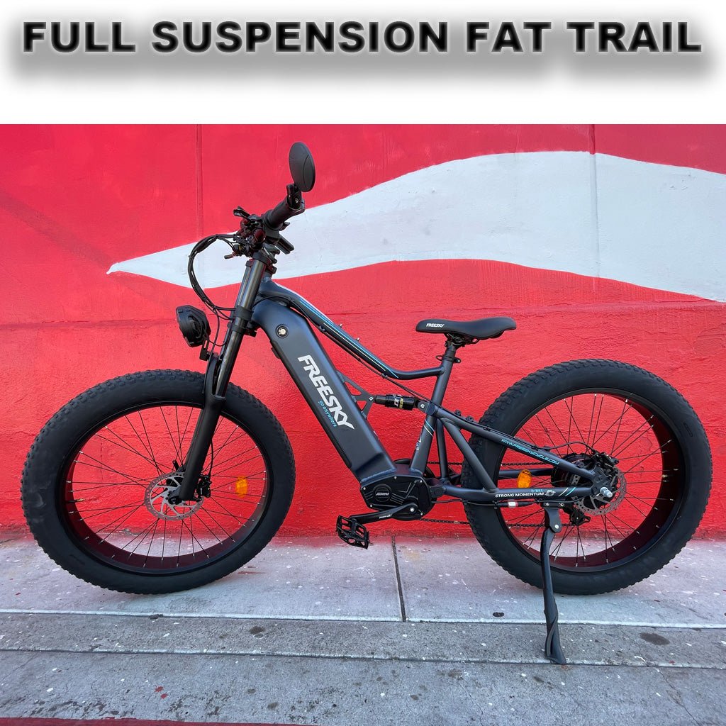 Fat Tire Full Suspension Trail 1000w eBike (Step-Over) by Freesky - Electric Bike Super Shop