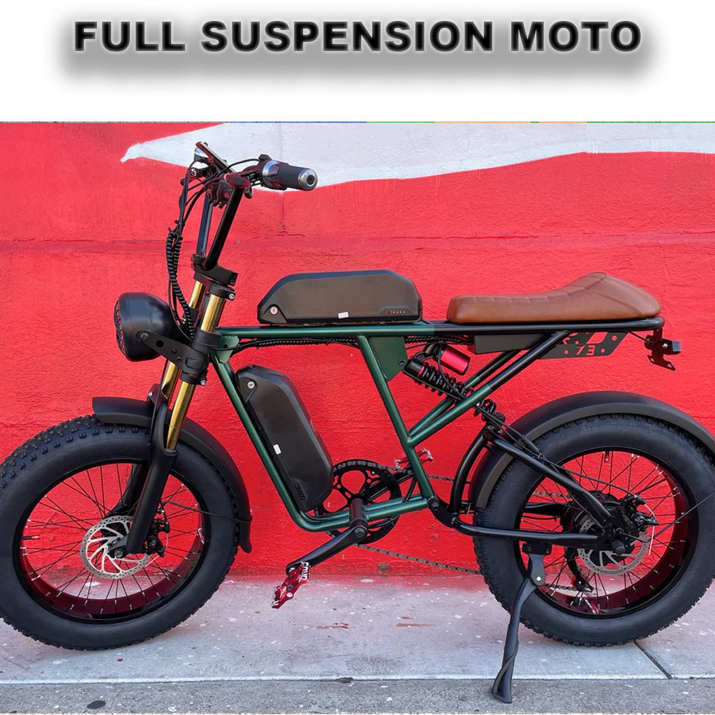 Full Suspension Dual Battery eBike Moto Style Fat Tire Electric Bike - 750 Watt by Akez - Electric Bike Super Shop